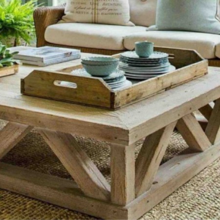 Ξύλινο Μασίφ Σαλονιού Τραπέζι Rustic Ξένων